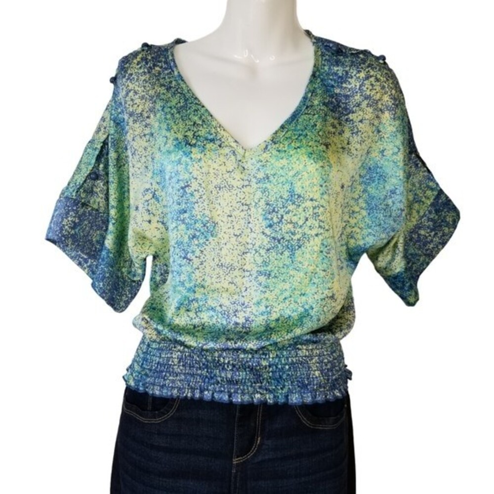❤️ 3/$12 Charlotte Russe Blouse Boho Shimmery Cinched Waist XS